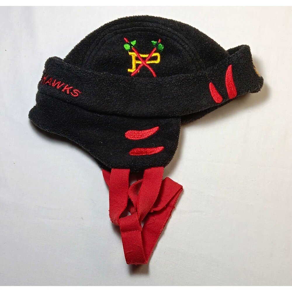Portland Winterhawks Fleece Ear Flap Toddler Hat Embroidered Black Red One Size